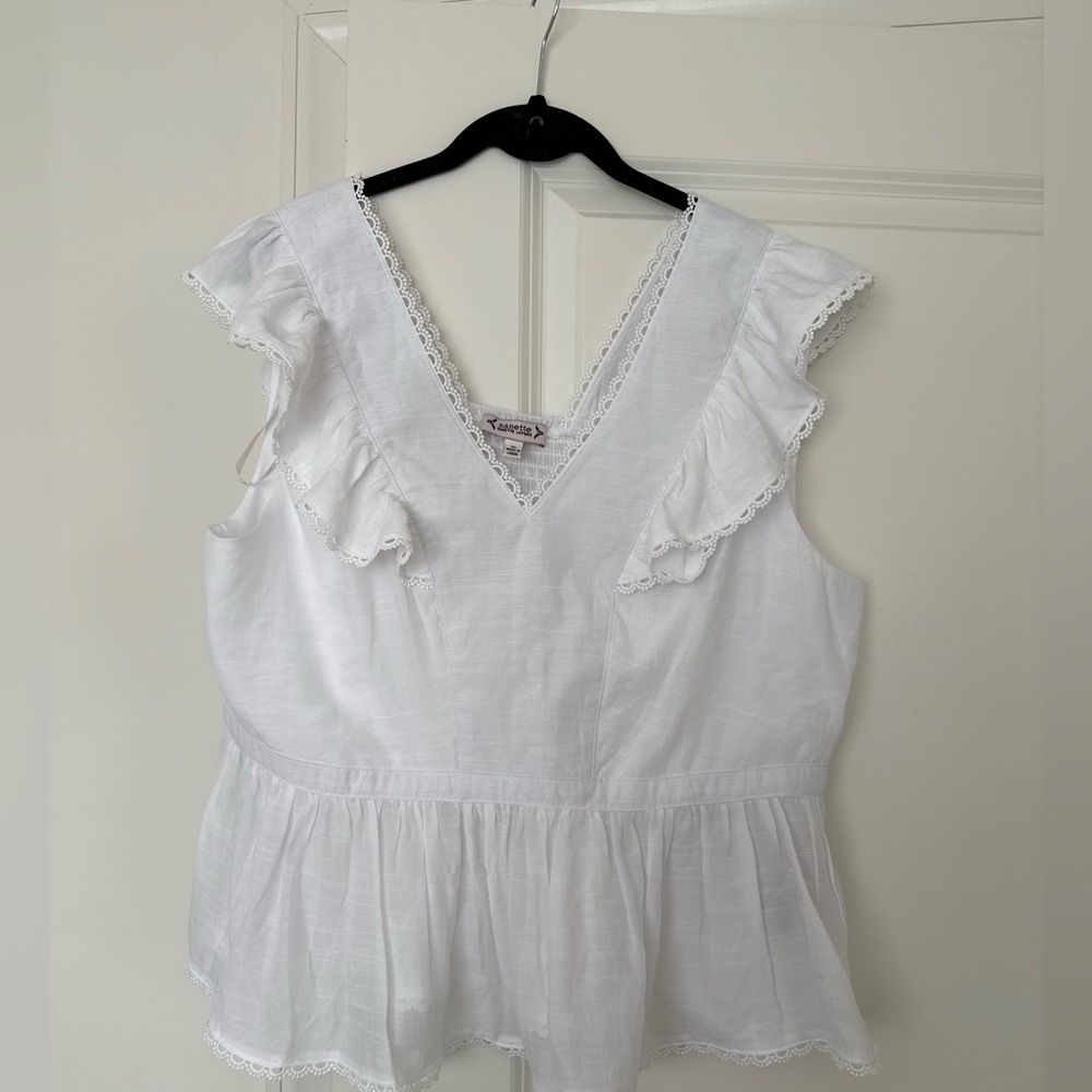 Nanette Lepore White Lace Detail Top